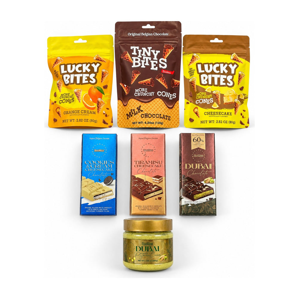BeeMax Cheesecake & Dubai Chocolate Variety Pack (7 Items): everything in the box