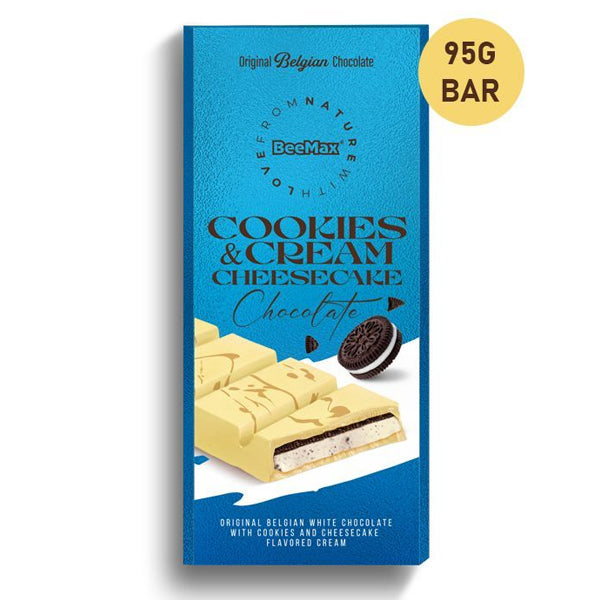 BeeMax White Chocolate Cheesecake with Cookies & Cream Filling 95g Bar