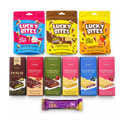 BeeMax Lucky Bites & Cheesecake Chocolate Bar Variety Pack (10 Items): everything in the box