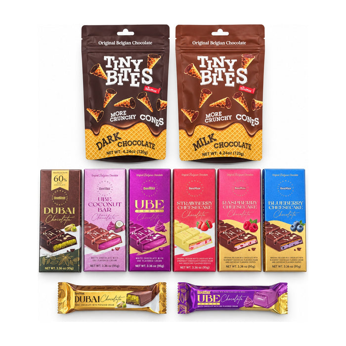 BeeMax Tiny Bites, Ube & Cheesecake Chocolate Variety Box (10 Items)