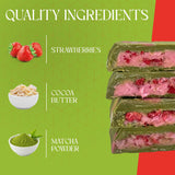 Matcha Strawberry Cream Dubai Style Chocolate Bar, Made with Original Belgian, Ideal for Gift or Special Occasions, 7 oz