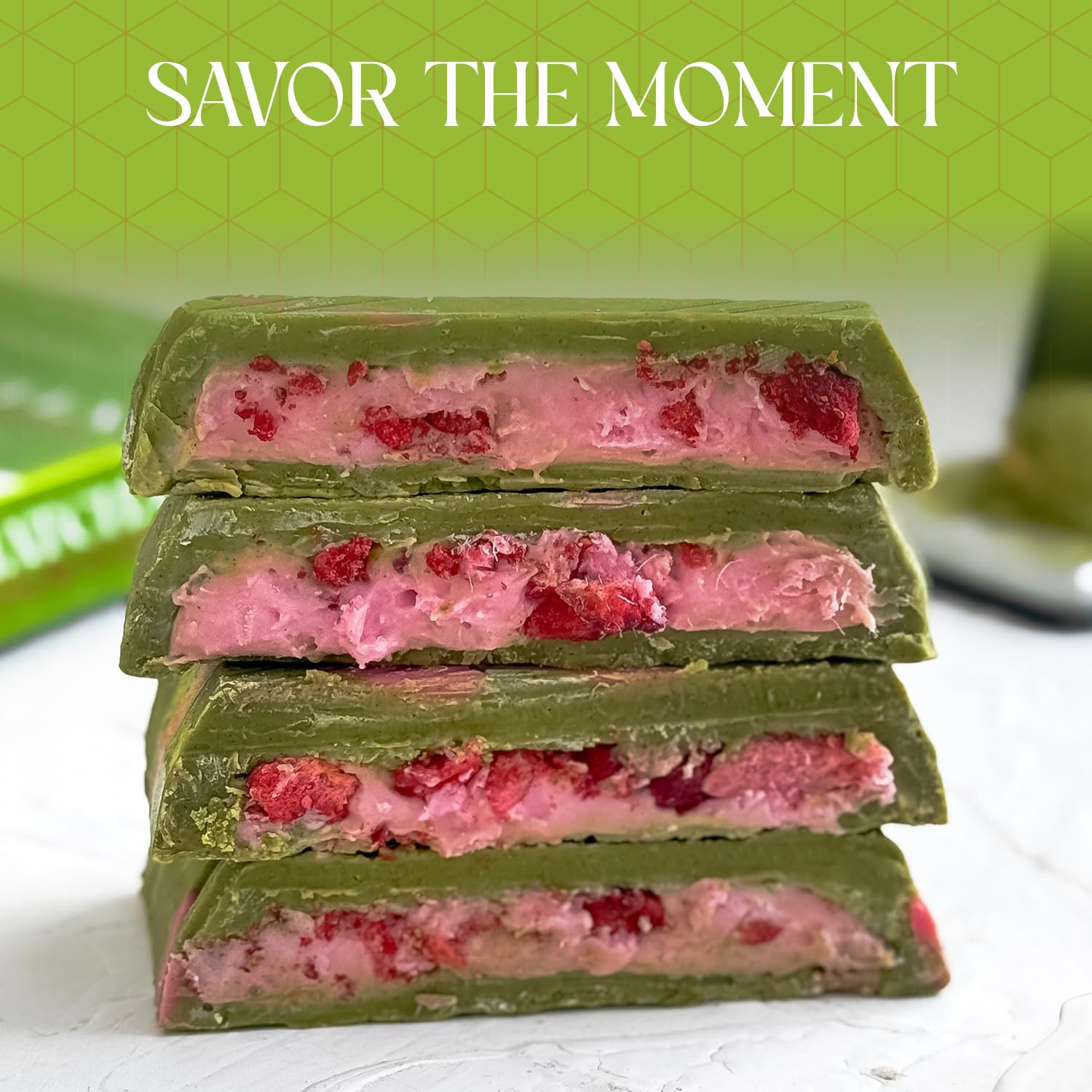 Matcha Strawberry Cream Dubai Style Chocolate Bar, Made with Original Belgian, Ideal for Gift or Special Occasions, 7 oz