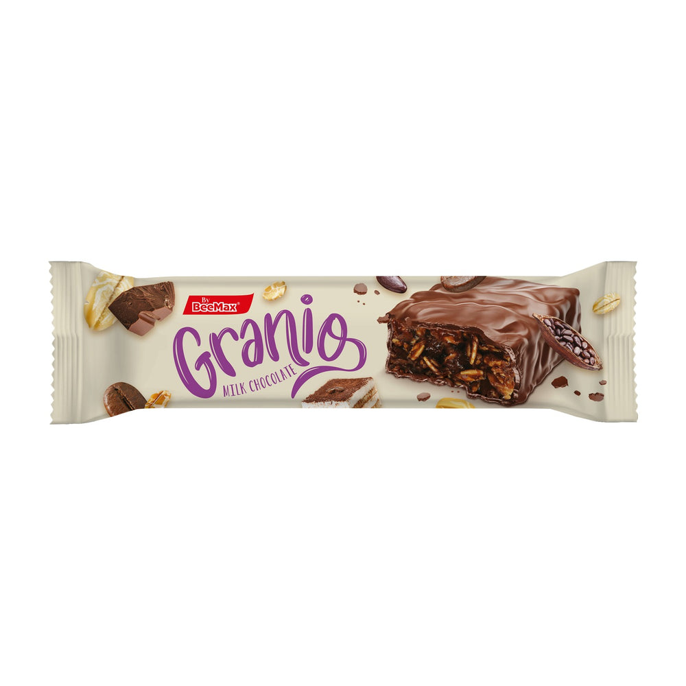 Granio chocolate bar with tiramisu packaging with visible brand name on a white background
