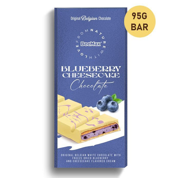 Beemax White Chocolate Cheesecake with Blueberry Cream Filling (95g Bar)
