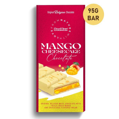 Included in the Lucky Bites & Cheesecake Chocolate Bar Variety Pack (10 Items): BeeMax Mango Cheesecake Bar, White Chocolate, 3.36 oz (95 g)