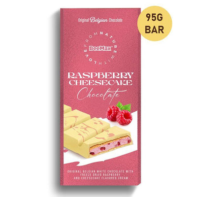 Included in the Lucky Bites & Cheesecake Chocolate Bar Variety Pack (10 Items): BeeMax Raspberry Cheesecake Bar, White Chocolate, 3.36 oz (95 g)