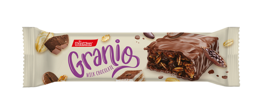 Granio chocolate bar with tiramisu packaging with visible brand name on a white background
