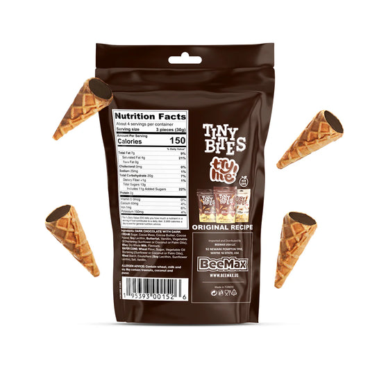 BeeMax Tiny Bites packaging with waffle cones on a white background