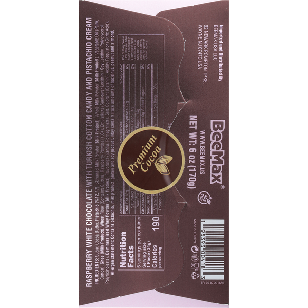 BeeMax Angel Hair raspberry Belgian chocolate bar with cotton candy and pistachio cream 6oz — image 5