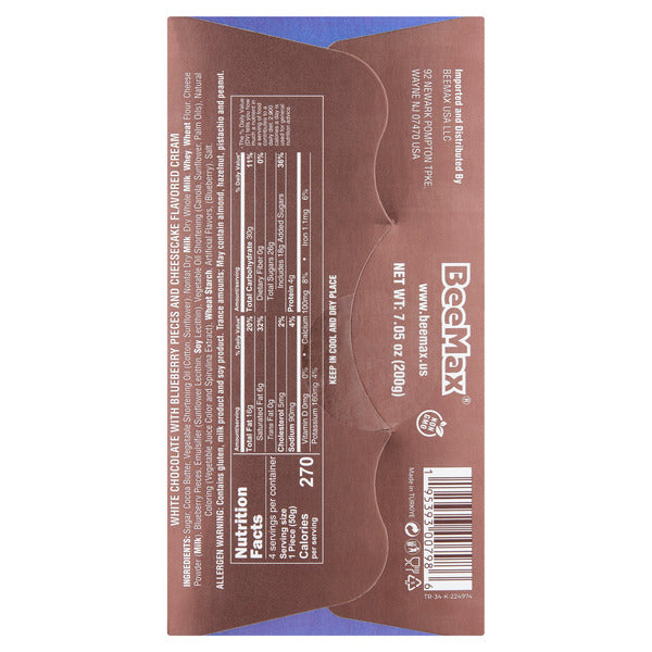 BeeMax blueberry cheesecake filled Belgian white chocolate bar 7.05oz — image 4