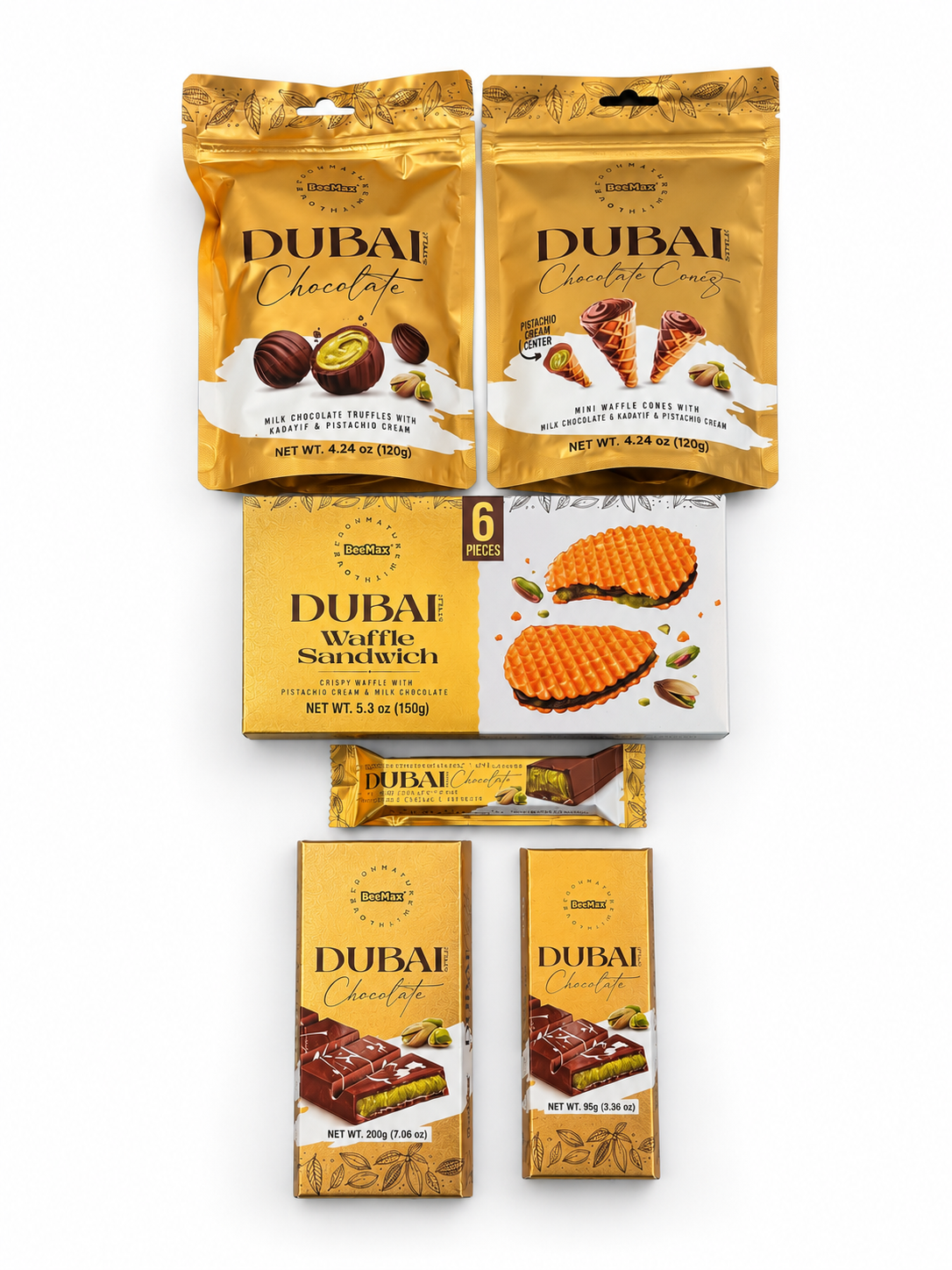 BeeMax Dubai Chocolate Gift Box (6-Item Bundle): everything in the box