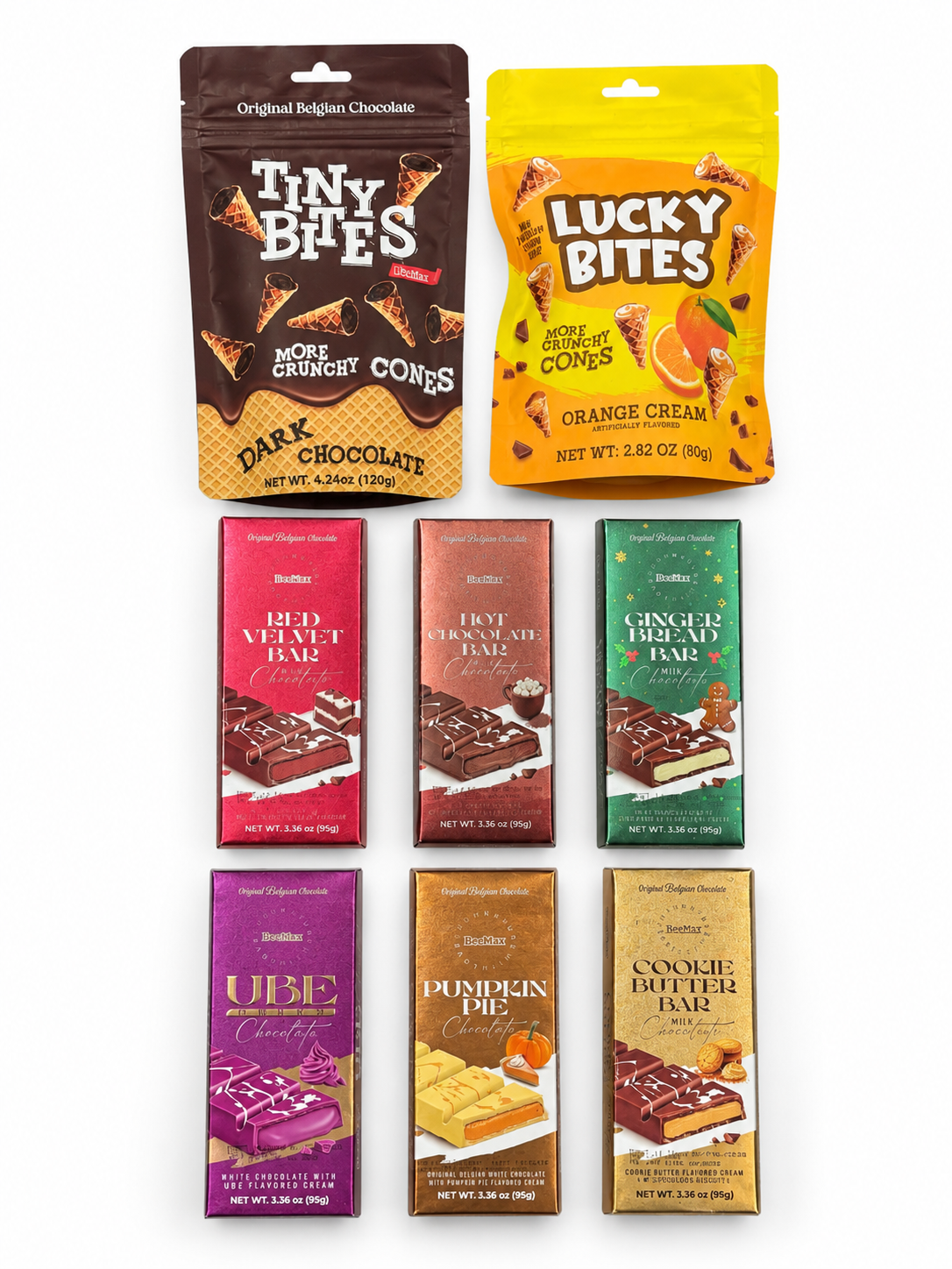 BeeMax Holiday Chocolate Gift Box: Seasonal Dessert Bars (8 Items): everything in the box