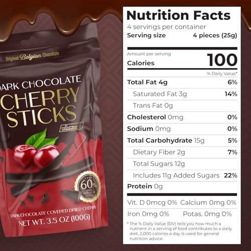 BeeMax dark Belgian chocolate covered dried cherry sticks 3.5oz Non-GMO resealable — image 3