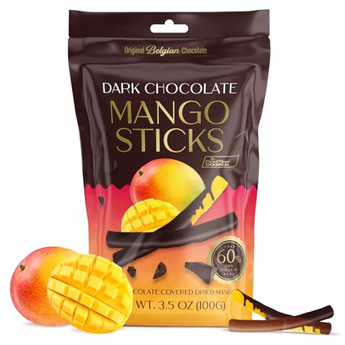 BeeMax dark Belgian chocolate covered dried mango sticks 3.5oz Non-GMO tropical — image 2