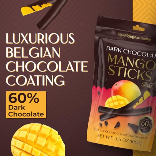 BeeMax dark Belgian chocolate covered dried mango sticks 3.5oz Non-GMO tropical — image 4