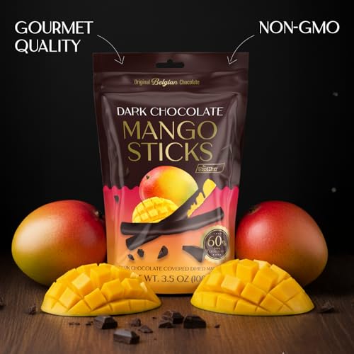 BeeMax dark Belgian chocolate covered dried mango sticks 3.5oz Non-GMO tropical — image 5