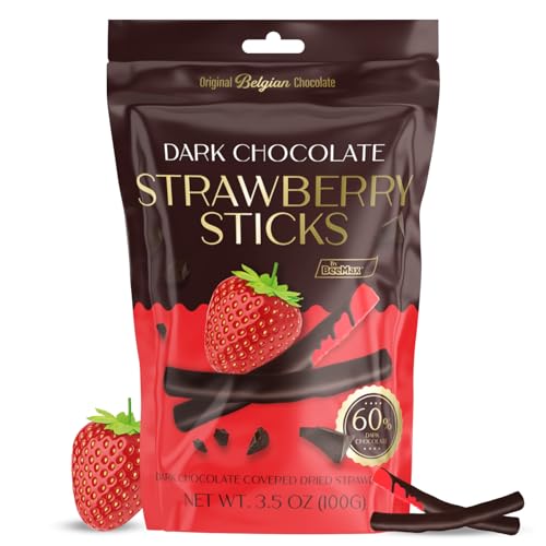 BeeMax dark Belgian chocolate covered dried strawberry sticks 3.5oz Non-GMO — image 2