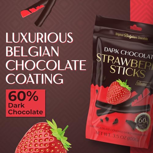 BeeMax dark Belgian chocolate covered dried strawberry sticks 3.5oz Non-GMO — image 4