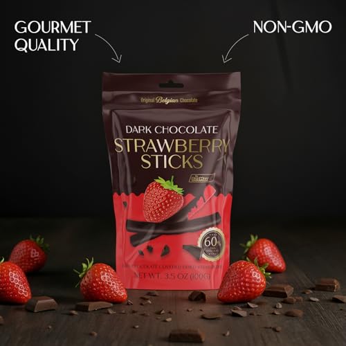 BeeMax dark Belgian chocolate covered dried strawberry sticks 3.5oz Non-GMO — image 5
