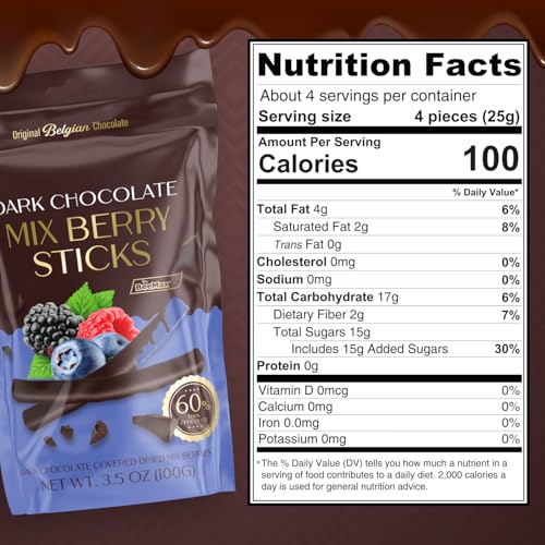 BeeMax dark Belgian chocolate covered dried mixed berry sticks 3.5oz Non-GMO — image 3
