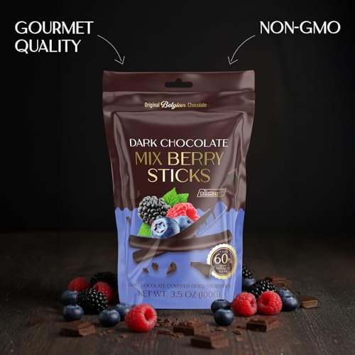 BeeMax dark Belgian chocolate covered dried mixed berry sticks 3.5oz Non-GMO — image 5