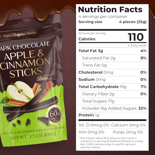 BeeMax dark Belgian chocolate covered dried apple and cinnamon sticks 3.5oz Non-GMO — image 3