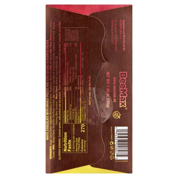 BeeMax mango cheesecake filled Belgian white chocolate bar 7.05oz tropical — image 4