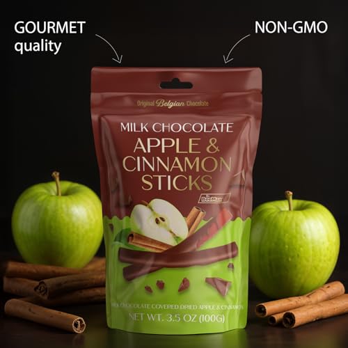 BeeMax milk Belgian chocolate covered dried apple and cinnamon sticks 3.5oz Non-GMO — image 5