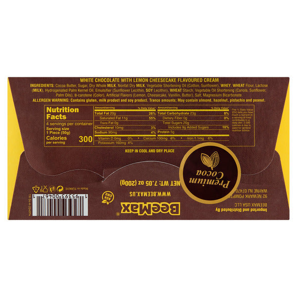 BeeMax original cheesecake filled Belgian white chocolate bar 7.05oz lemon cheesecake — image 4