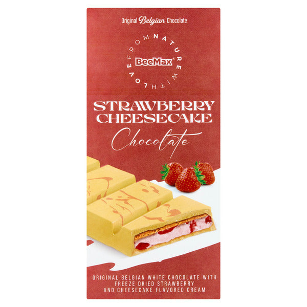 BeeMax strawberry cheesecake filled Belgian white chocolate bar 7.05oz