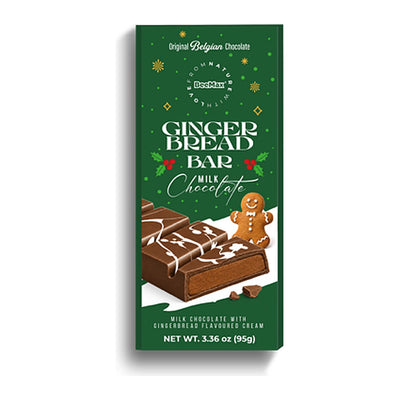 Included in the Holiday Chocolate Gift Box: Seasonal Dessert Bars (8 Items): BeeMax Gingerbread Milk Chocolate Bar, 3.36 oz (95 g)