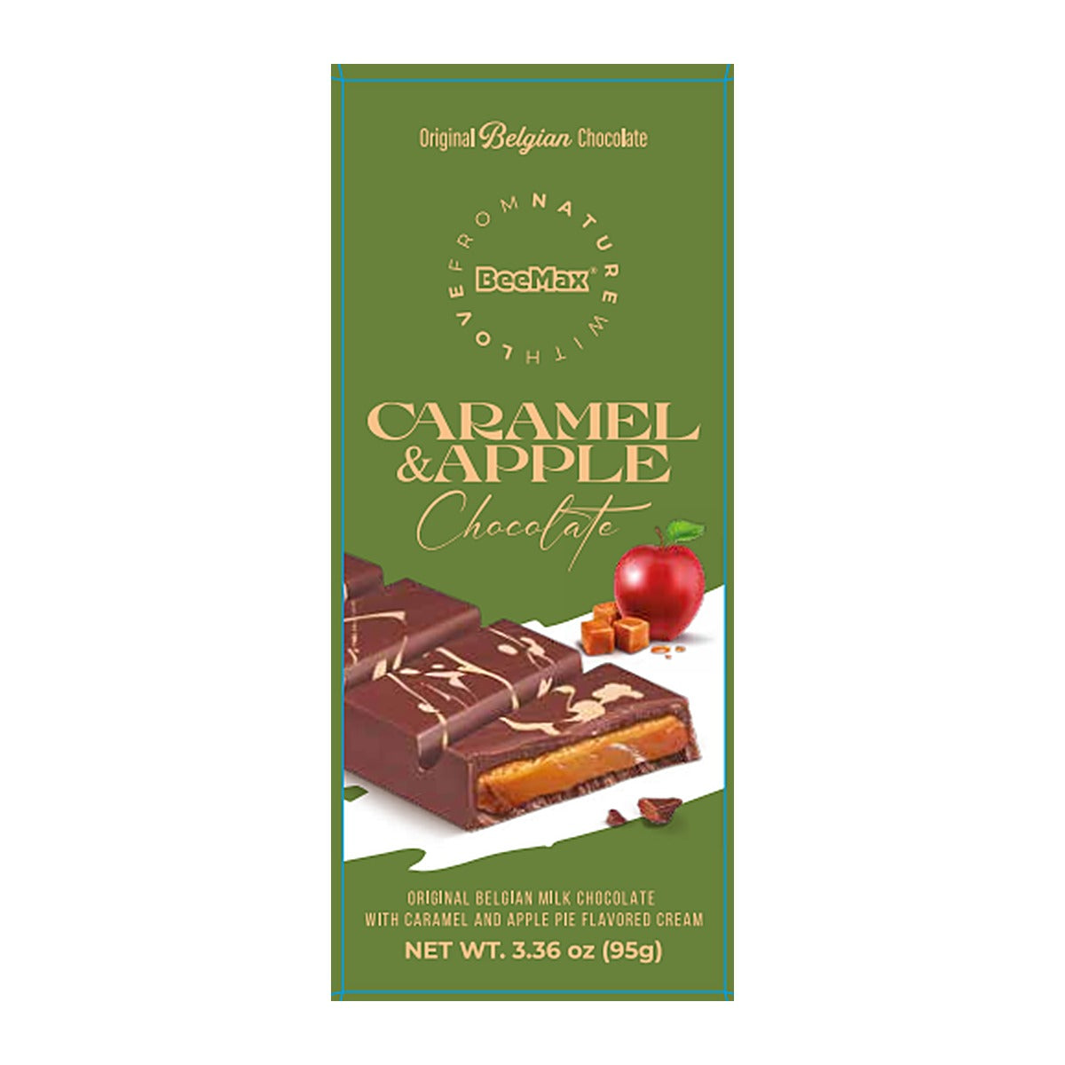 Beemax Caramel Apple & Cinnamon Milk Chocolate Bar 3.36oz (95g)
