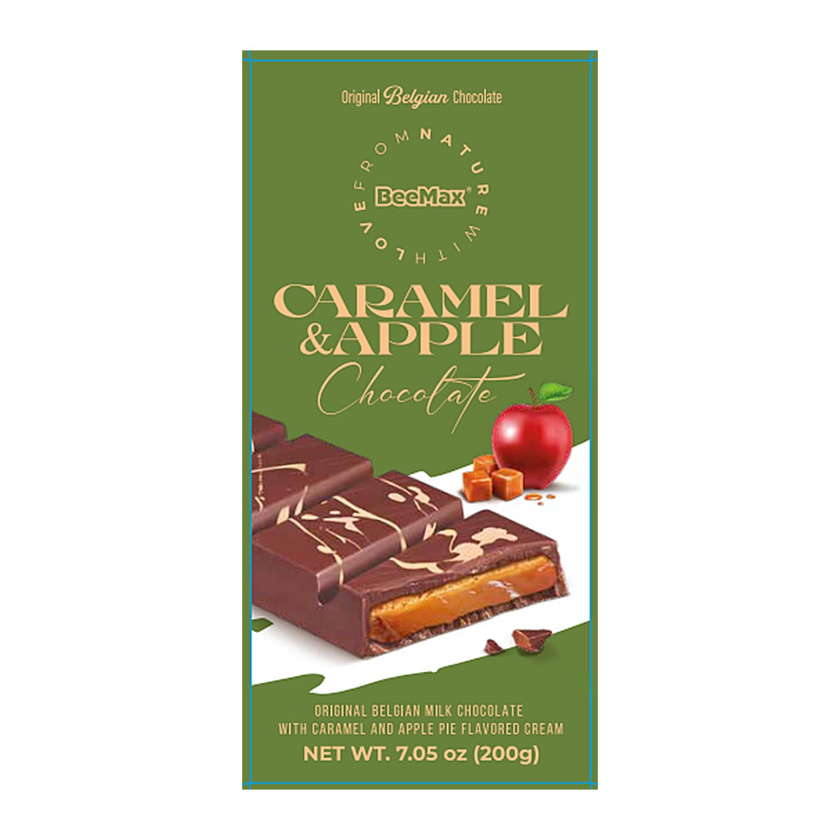 Beemax Caramel Apple & Cinnamon Milk Chocolate Bar 7.05oz (200g)