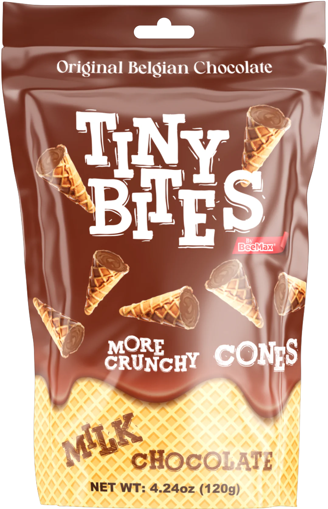 Tiny Bites Waffle Mini Cones with Premium Belgian Chocolate - Low Sugar, Delicious Snack