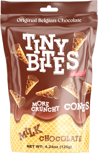 Tiny Bites Waffle Mini Cones with Premium Belgian Chocolate - Low Sugar, Delicious Snack