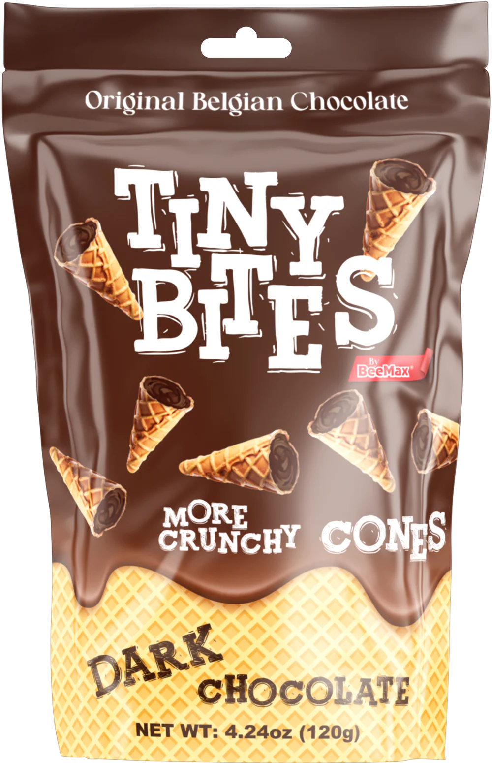 Tiny Bites Waffle Mini Cones with Premium Belgian Chocolate - Low Sugar, Delicious Snack