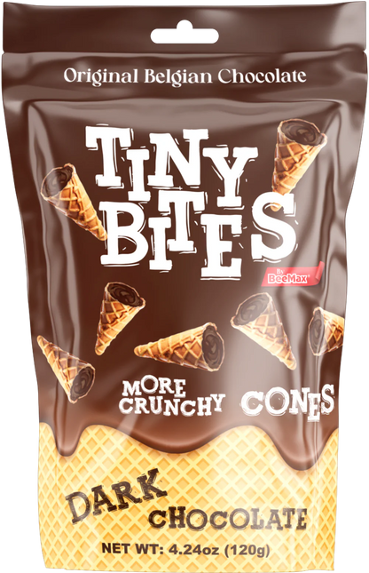 Tiny Bites Waffle Mini Cones with Premium Belgian Chocolate - Low Sugar, Delicious Snack