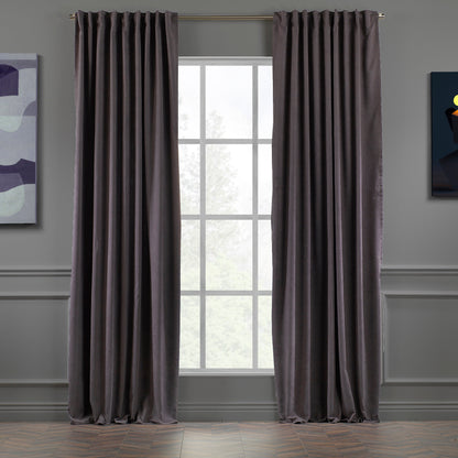 Set of 2 Decorative Faux Velvet Curtain,Smoky Grey Curtin,Extra Long and Extra Wide Curtains,Custom Made,50 Different Colors