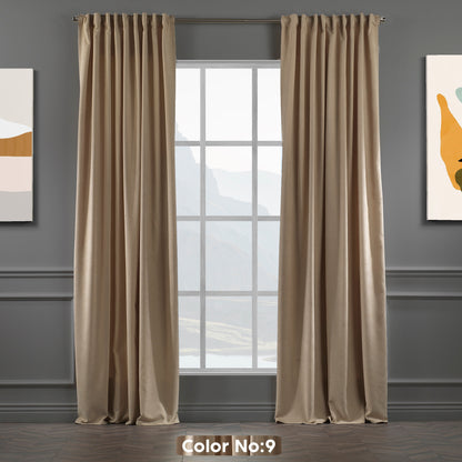 Set of 2 Decorative Faux Velvet Curtain,Beige Curtain,Extra Long and Extra Wide Curtains,Custom Made,50 Different Colors