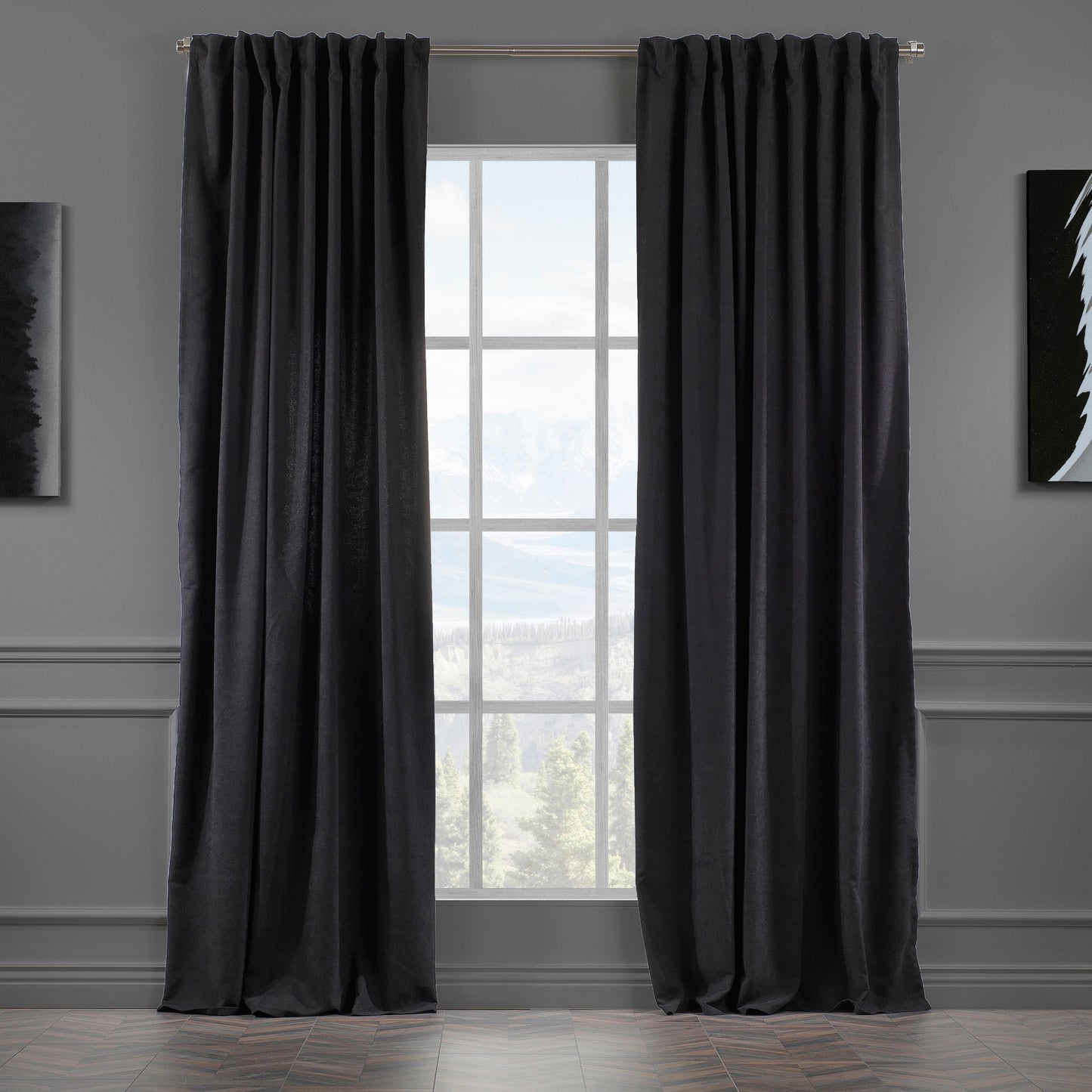 Set of 2 Decorative Faux Velvet Curtain,Black Curtain,Extra Long and Extra Wide Curtains,Custom Made,50 Different Colors