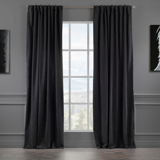 Set of 2 Decorative Faux Velvet Curtain,Black Curtain,Extra Long and Extra Wide Curtains,Custom Made,50 Different Colors