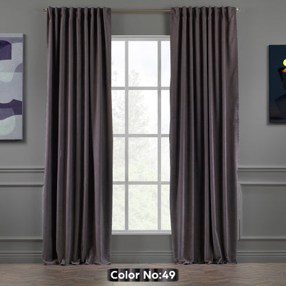 Set of 2 Decorative Faux Velvet Curtain,Smoky Grey Curtin,Extra Long and Extra Wide Curtains,Custom Made,50 Different Colors