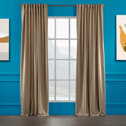 Set of 2 Decorative Faux Velvet Curtain,Beige Curtain,Extra Long and Extra Wide Curtains,Custom Made,50 Different Colors