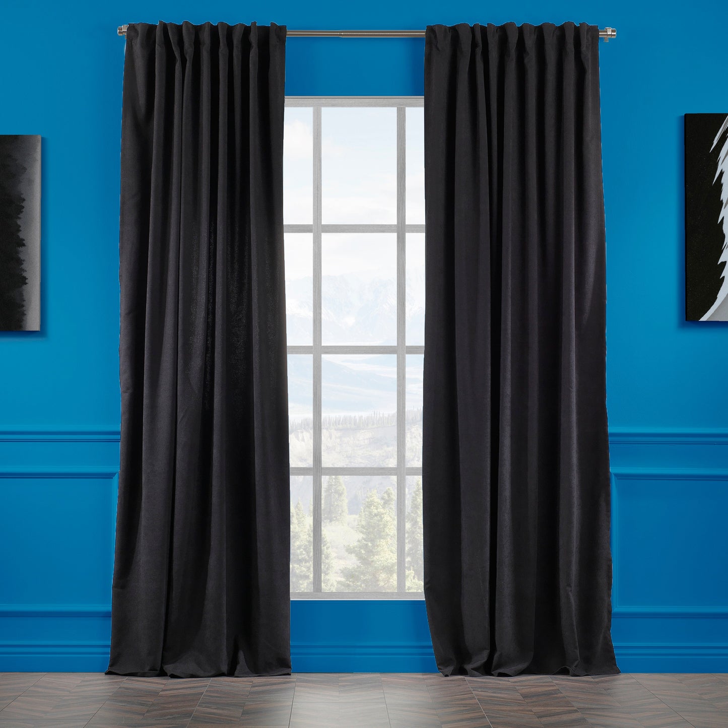 Set of 2 Decorative Faux Velvet Curtain,Black Curtain,Extra Long and Extra Wide Curtains,Custom Made,50 Different Colors