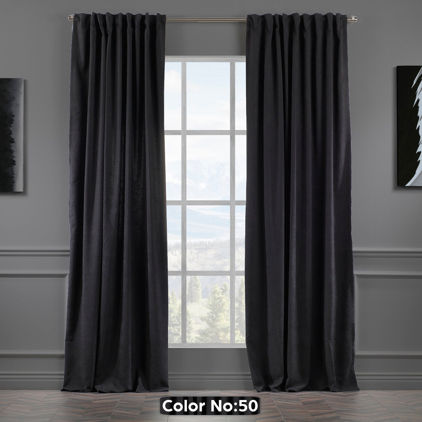 Set of 2 Decorative Faux Velvet Curtain,Black Curtain,Extra Long and Extra Wide Curtains,Custom Made,50 Different Colors