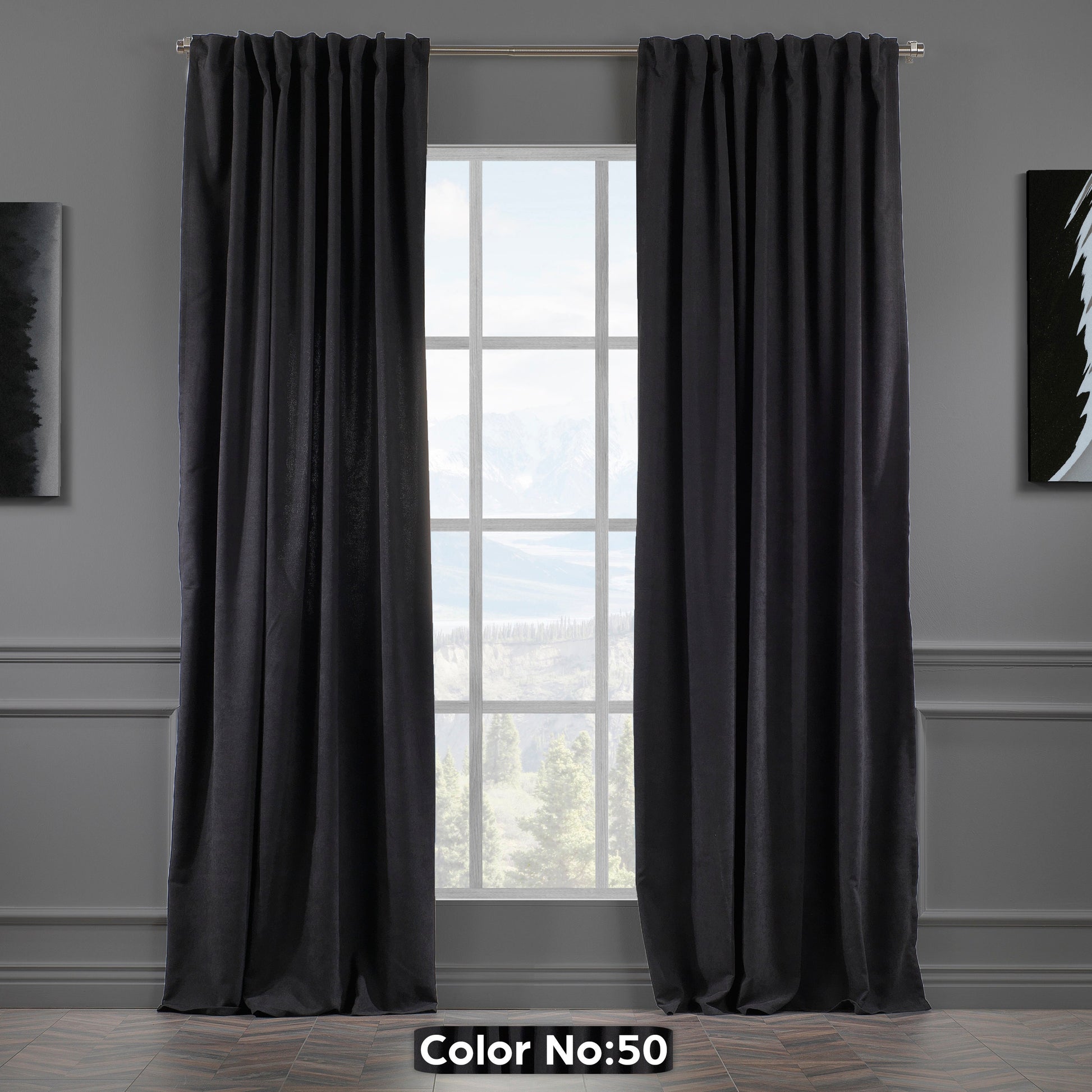 Set of 2 Decorative Faux Velvet Curtain,Black Curtain,Extra Long and Extra Wide Curtains,Custom Made,50 Different Colors