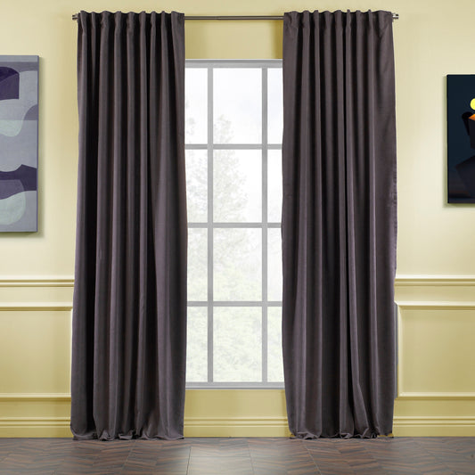 Set of 2 Decorative Faux Velvet Curtain,Smoky Grey Curtin,Extra Long and Extra Wide Curtains,Custom Made,50 Different Colors