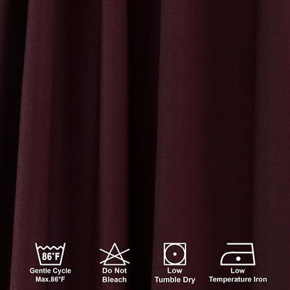 Burgundy Faux Linen Room Darkering Extra Long and Extra Wide 90% Blackout Curtain Custom Made Decorative Solid Color Curtain 1 panel