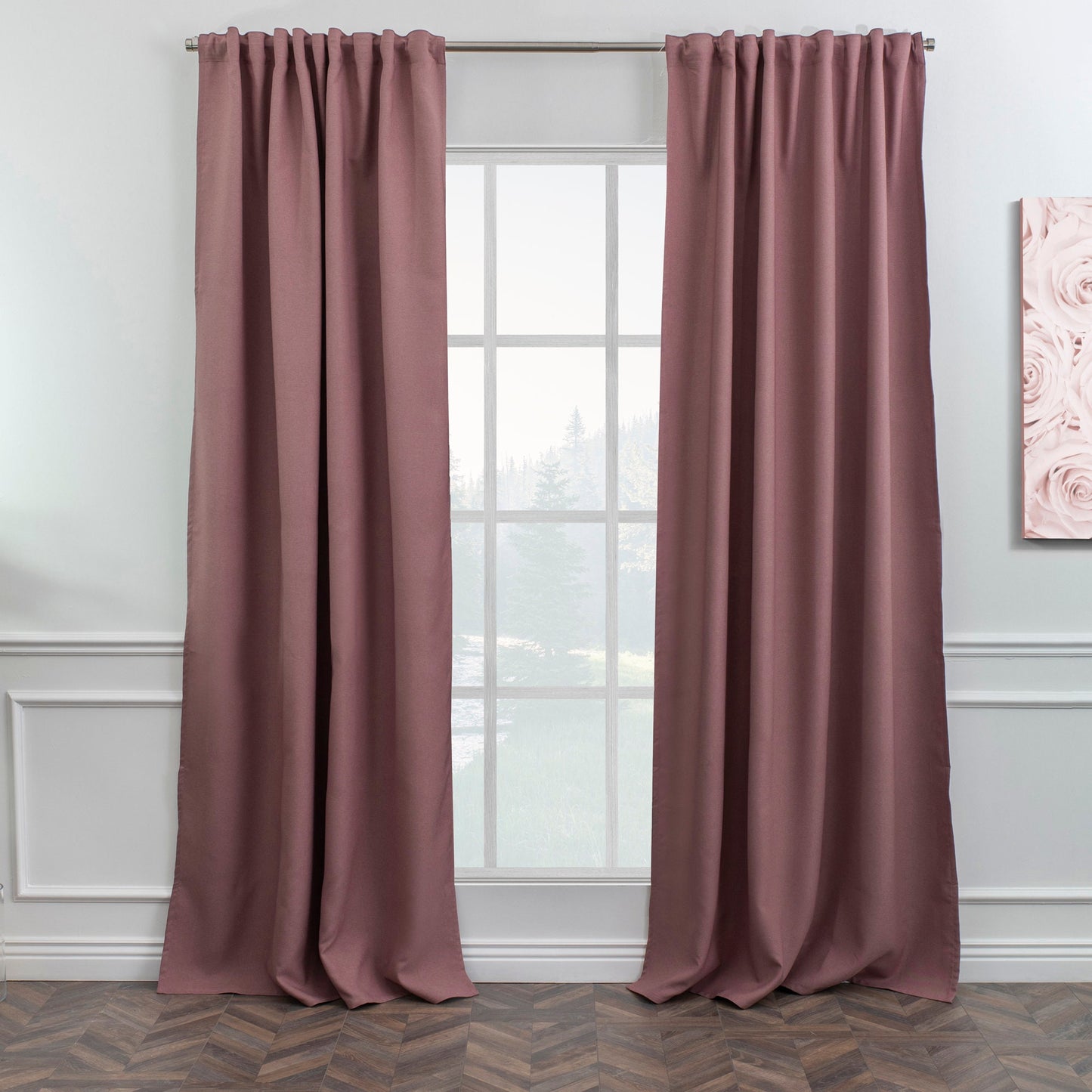 Rose Pink Faux Linen Room Darkering Extra Long and Extra Wide 90% Blackout Curtain Custom Made Decorative Solid Color Curtain 1 panel