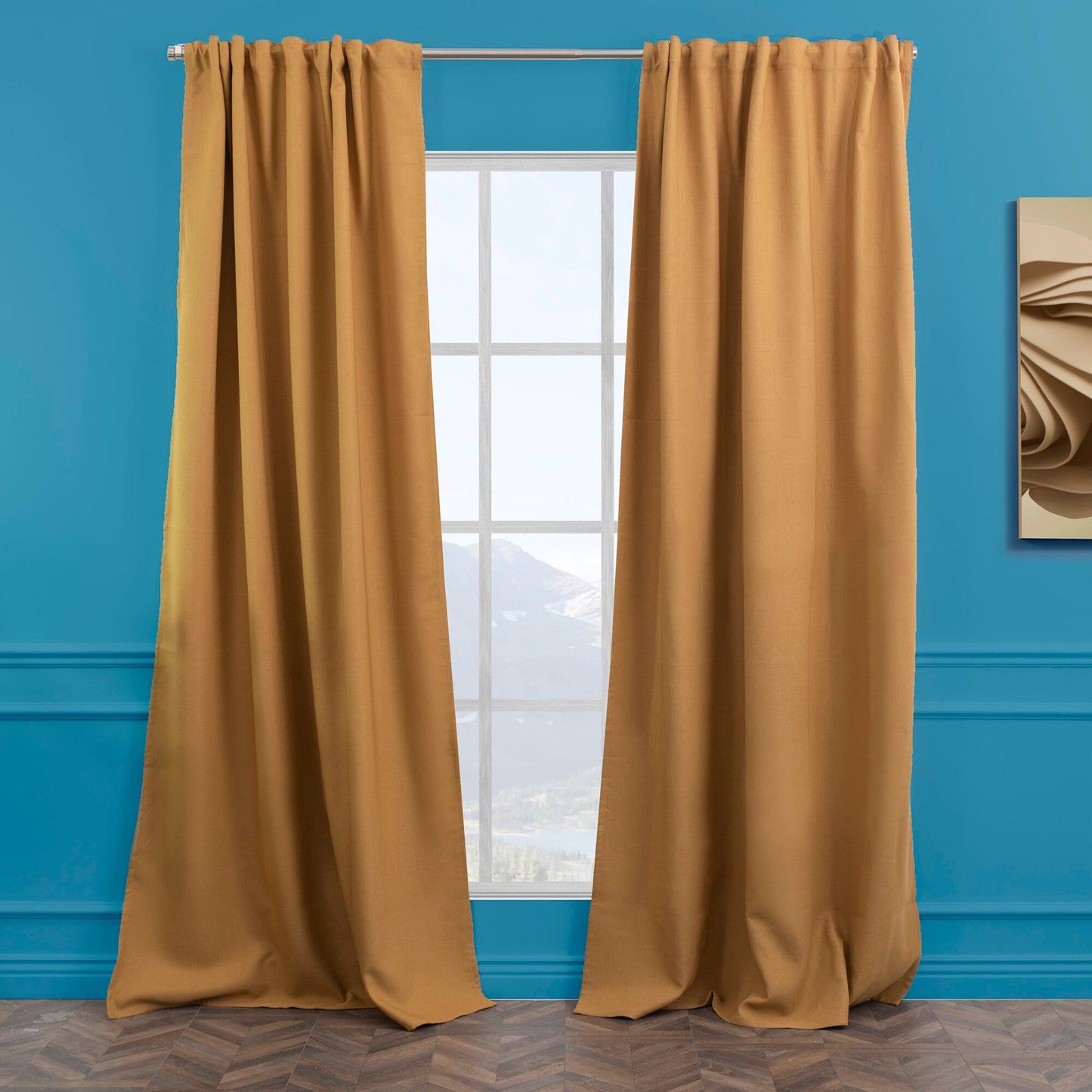 Extra Long and Extra Wide 90% Blackout Curtain Mustard Yellow Faux Linen Room Darkering Custom Made Decorative Solid Color Curtain 1 panel